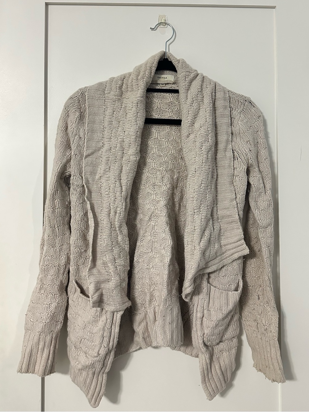Vintage Talula Cream Cable Knit Shawl Collar Cardigan